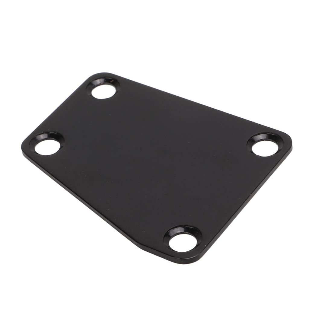 Electric Guitar Neckplate Trapezoidal Metal Neck Plate with Screw for Replacement Black