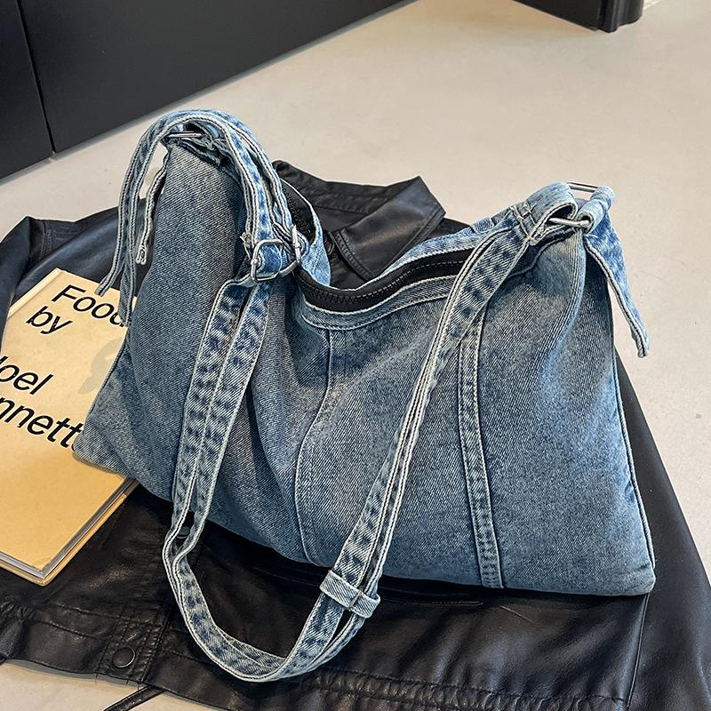 

Джинсовая сумка женская большой вместимости новая повседневная летняя на плечо мессенджер тканевая сумка для класса сумка-тоут светло-синий