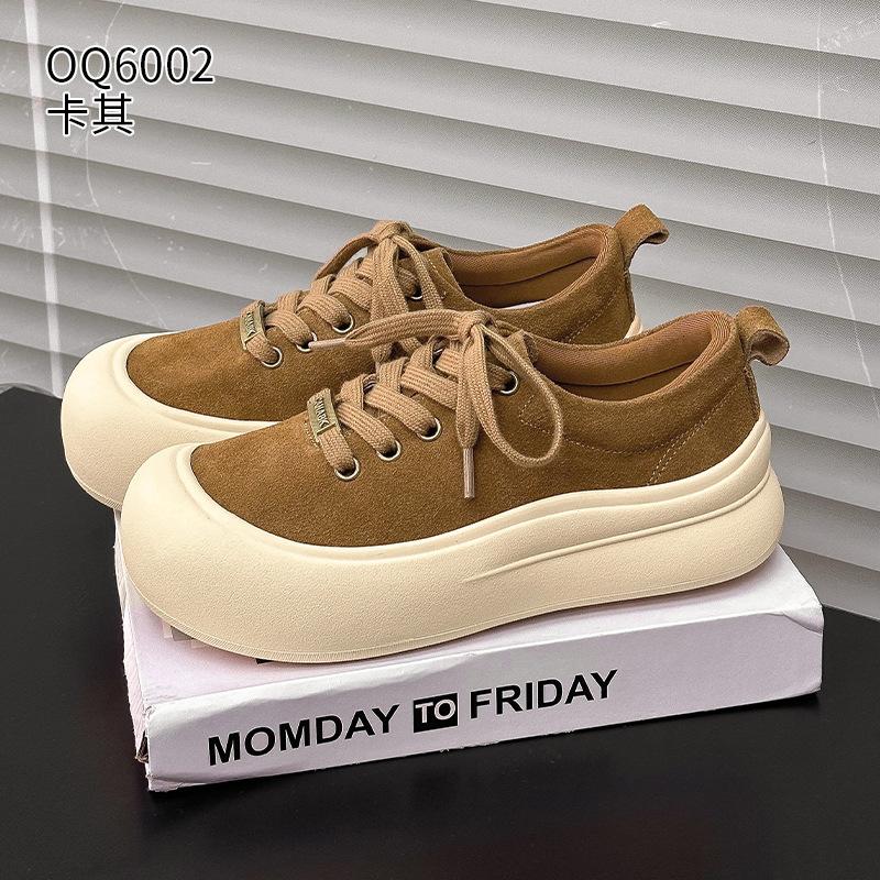 Ugly cute big head bread shoes autumn new thick-soled heightening matte leather casual sports shoes