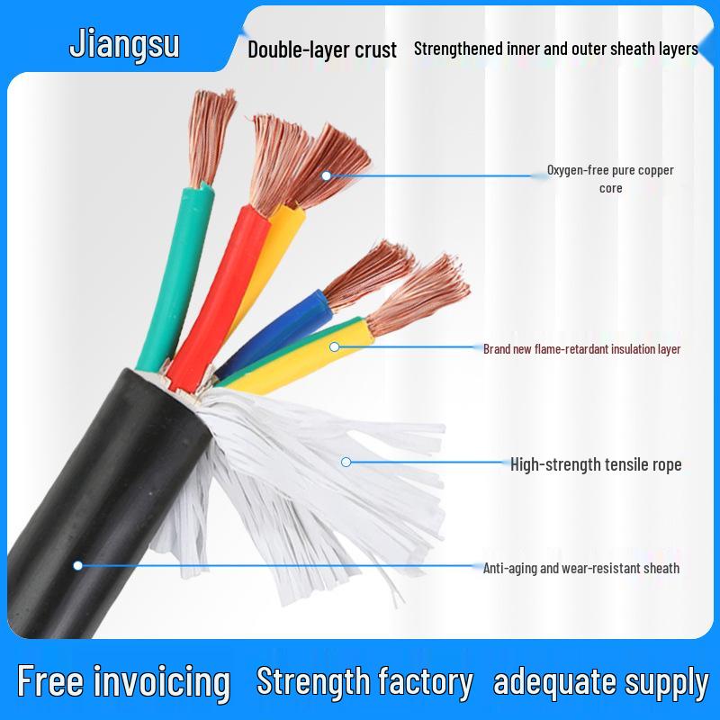 RVV Sheathed Pure Copper Flexible Power Cable: 2-Core, 3-Core, 4-Core, 5-Core