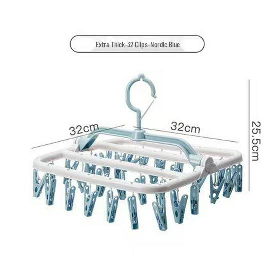 Windproof Foldable 32-Clip Hanger for Drying Clothes, Pants, Socks, and Underwear