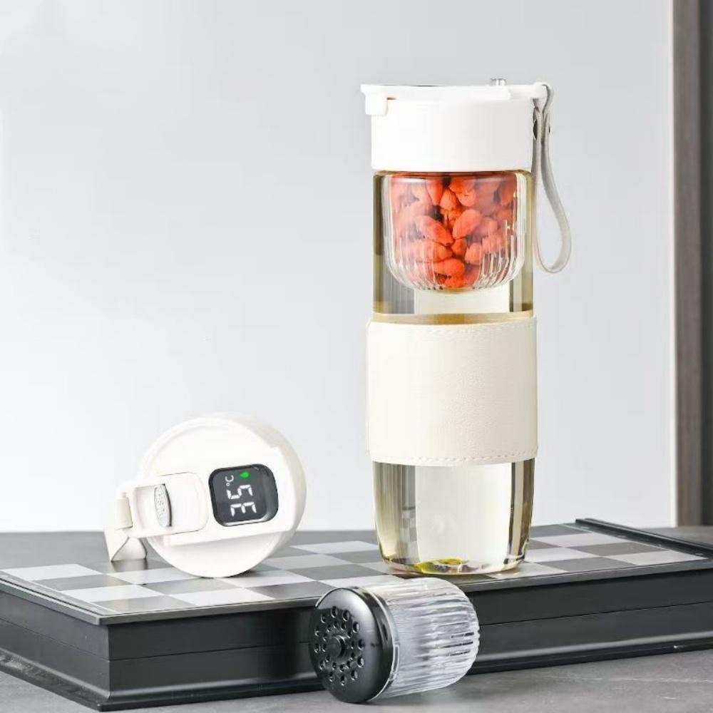 Smart LED Temperature Display Water Bottle For Tea With Tea Separation Strainer Infuser Tritan Material Tea Bottle
