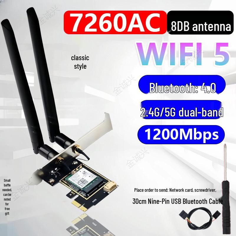 

AX5400 Dual-Band WiFi 5 PCI-E Network Card with Bluetooth 5.3 (RTL8852CE)