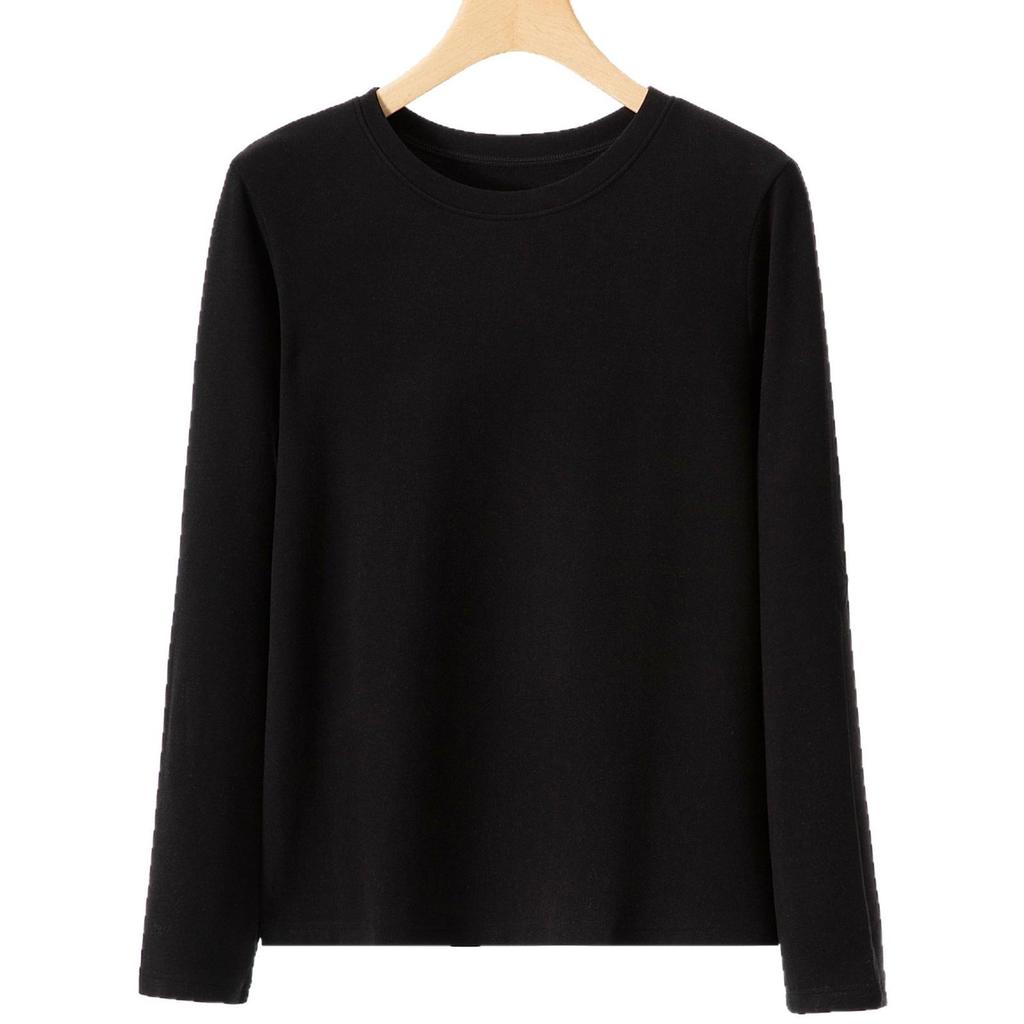 Women's Slim Fit Tencel Fleece Crew Neck Long Sleeve Top for Autumn/Winter