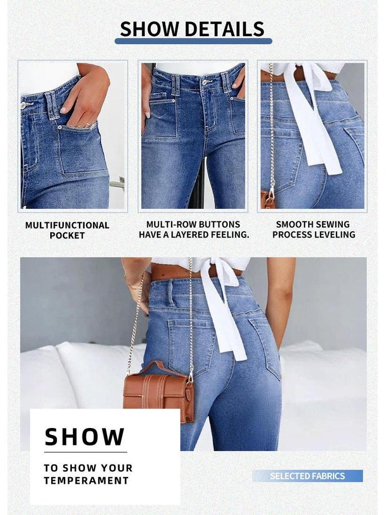 Damen Europäische & Amerikanische Mode Slim-Fit Vielseitige Stretch-Denimhose