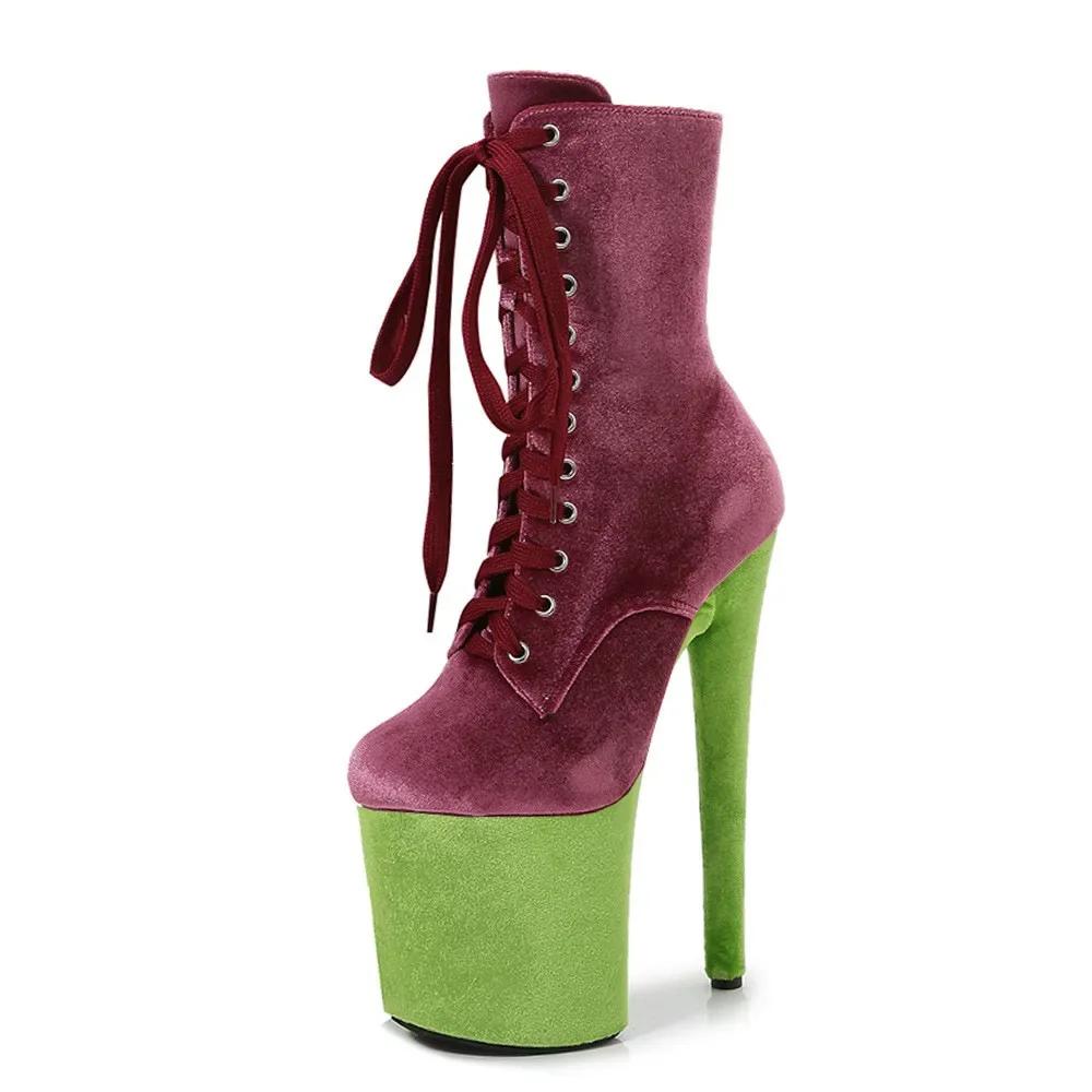 Fashion Top Sale 20CM Corduroy Surface Platform Women Shoes High Heeled shoesCustom Colors Boots Erotic Lap Pole Dancing Ankle Boots