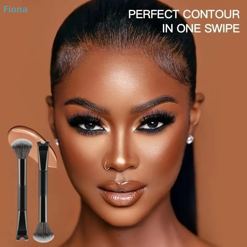 3Pcs Dual-Ended Contour Makeup Brush Set,Professional Nose Contour & Concealer Brushes for Foundation,Blending & Sculpting