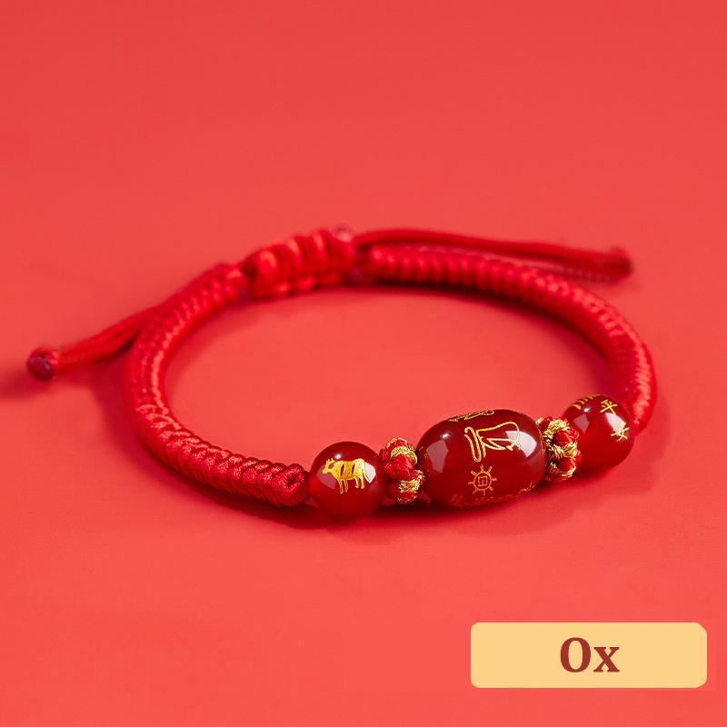 Náramek pletený z červené šňůrky ve stylu čínského zvěrokruhu Šťastný náramek pro rok pro muže ženy Náramek pro rok hada Šperky Dárky