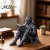 Reading Themed Gift 3D Printed Medieval Knight Book Corner Ornament, Figurine Statue Nook Decor, Creative Bookend for Bookshelf, Lover Literary
