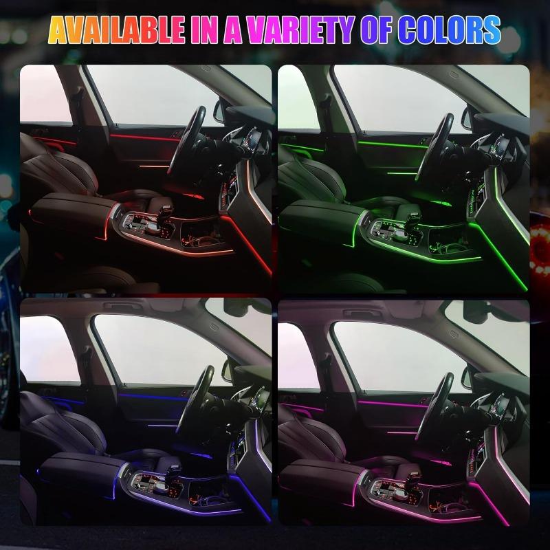 Smart LED Car Lights Interior with USB Port  LED Strip Fiber Optic Ambient Lighting Car, Wireless App Control Sync to Music