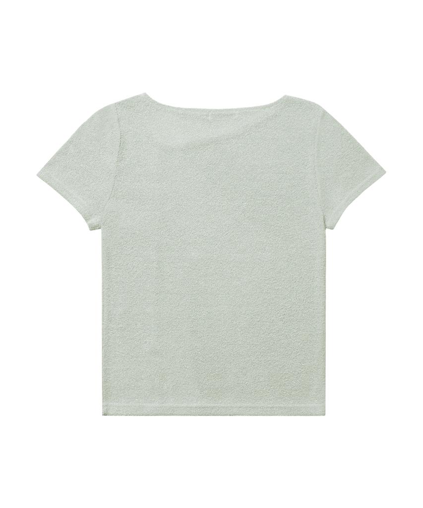 HYEYEONG KIM Boucle Asymmetrical Neck Short Sleeve Blouse - Mint
