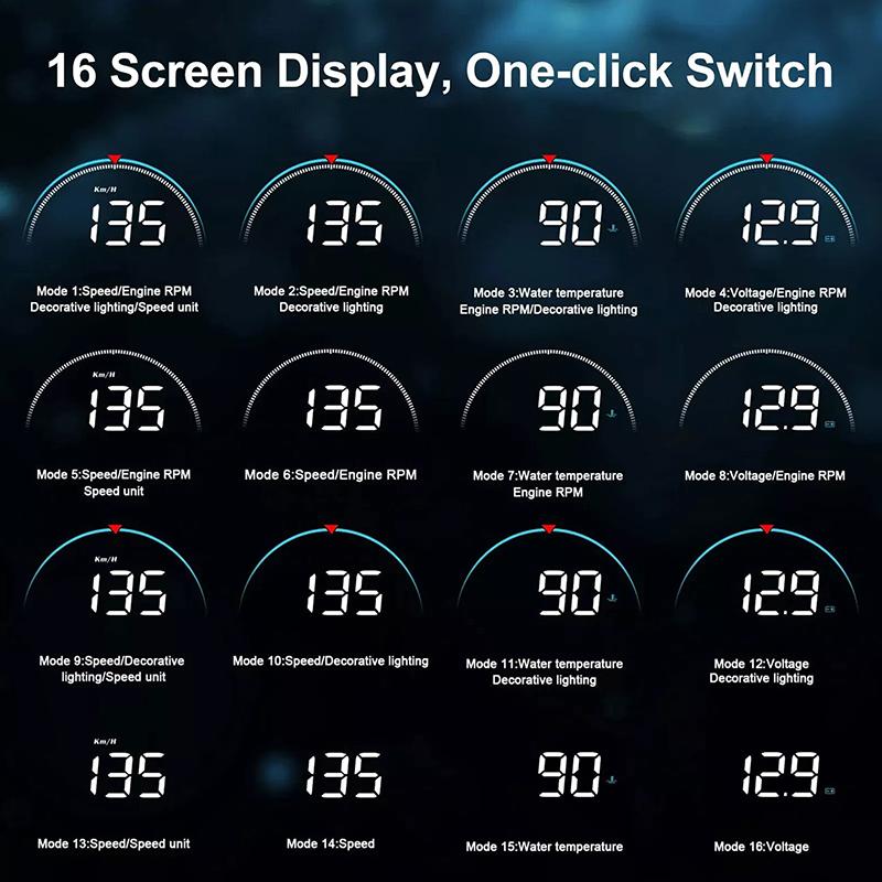 M8 Car HUD Head Up Display OBD2 Ostrzeżenie o przekroczeniu prędkości Auto Elektroniczny wskaźnik temperatury wody LED Cyfrowy projektor Szyba przednia