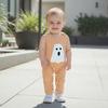 Infant Summer Halloween Ghost/Pumpkin Embroidered Sleeveless Romper