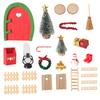 Miniature Christmas Scene Model Wooden Elf Door Set Handmade Mini Wood Door Festive Holiday Dollhouse Decor
