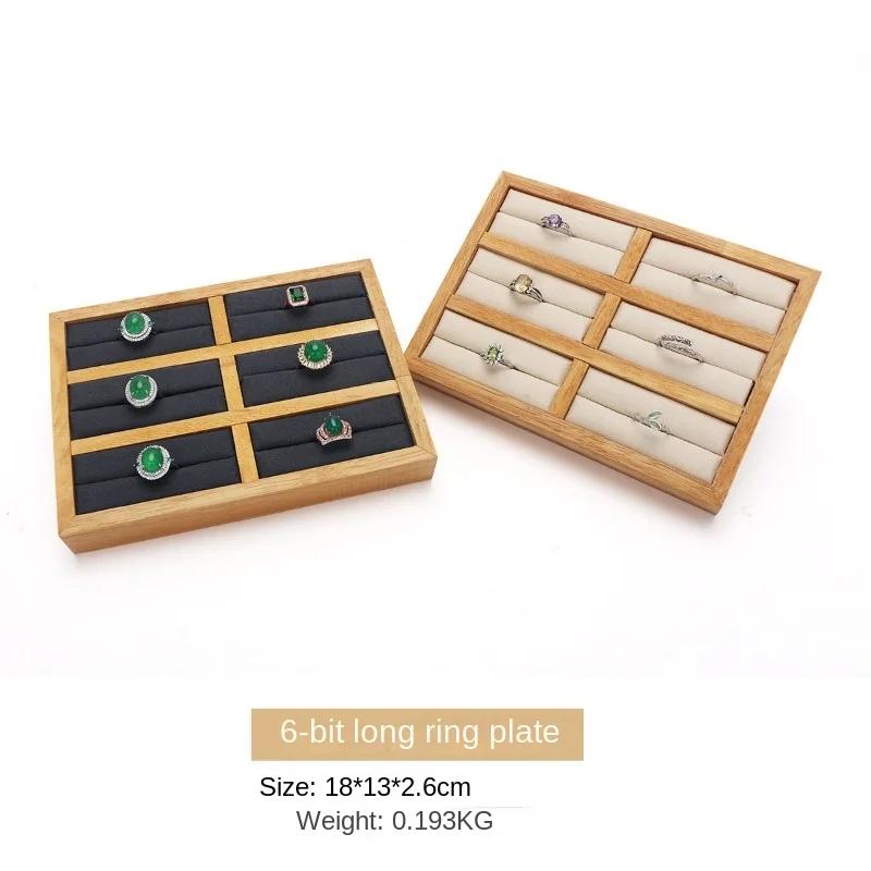 Wooden Jewelry Art Box Organizer Velvet Display Exquisite Luxury Jewelry Storage Box Aesthetic Necklace Earring Ring Ornaments Display Showcases Tray