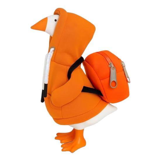 Mini Goose Hoodie with Backpack 7 Inch Desk Goose Outfit Mini Porch Goose Costume Magnetic Goose Statue Key Holder Clothes