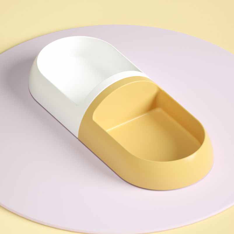 New Plastic Cat Bowl Combination Capsule Color Matching Double Bowl Oval Cat and Dog Feeding Bowl Pet Supplies