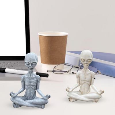 6.5" Meditasyon Yapan Oturan Yoga Uzaylıları Figürü Reçine Heykel Ev Ofis Masaüstü Bahçe Dekorasyon Süs Eşyası Noel