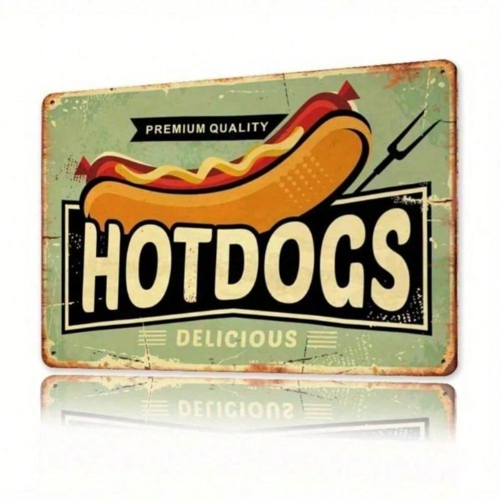 Vintage Hot Dog Metall-Wandposter für Bar