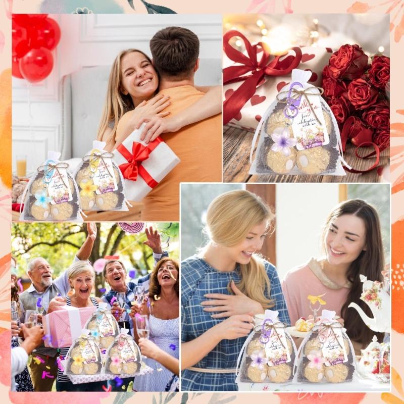 Flowers Keychain Gift Set Colorful Floral Keyring Backpacks Handbag Pendant Car Keychain Bag Charm Decorations for Guest M68E