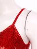 Women’s Ballroom Latin Bodysuit S-XXL Shiny Sequin Tiered Fringe Cami Jumpsuit Long Pants Unitard for Salsa Cha-Cha Tango Performance