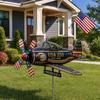 Yousheng USA 250th Vintage Plane Wind Spinner, 1776 2026 Patriotic Helicopter Windmill Stake with Spinning Propeller, 2D Outdoor Metal Airplane