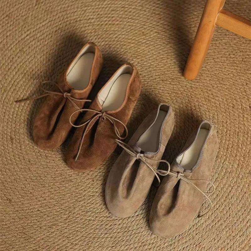 Fashion High Quality Faux Suede Lace Up Flats Women Retro Soft Lightweight Brand Designer Shoes Fashion Outdoor Loafers Zapatos De Mujer