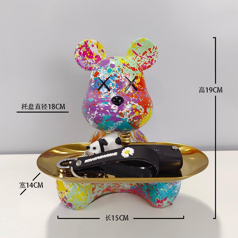 [2025 New] Cartoon Bear Tray Decor - Luxury Entryway Key Organizer, Multi-Function Resin Catchall for Living Room