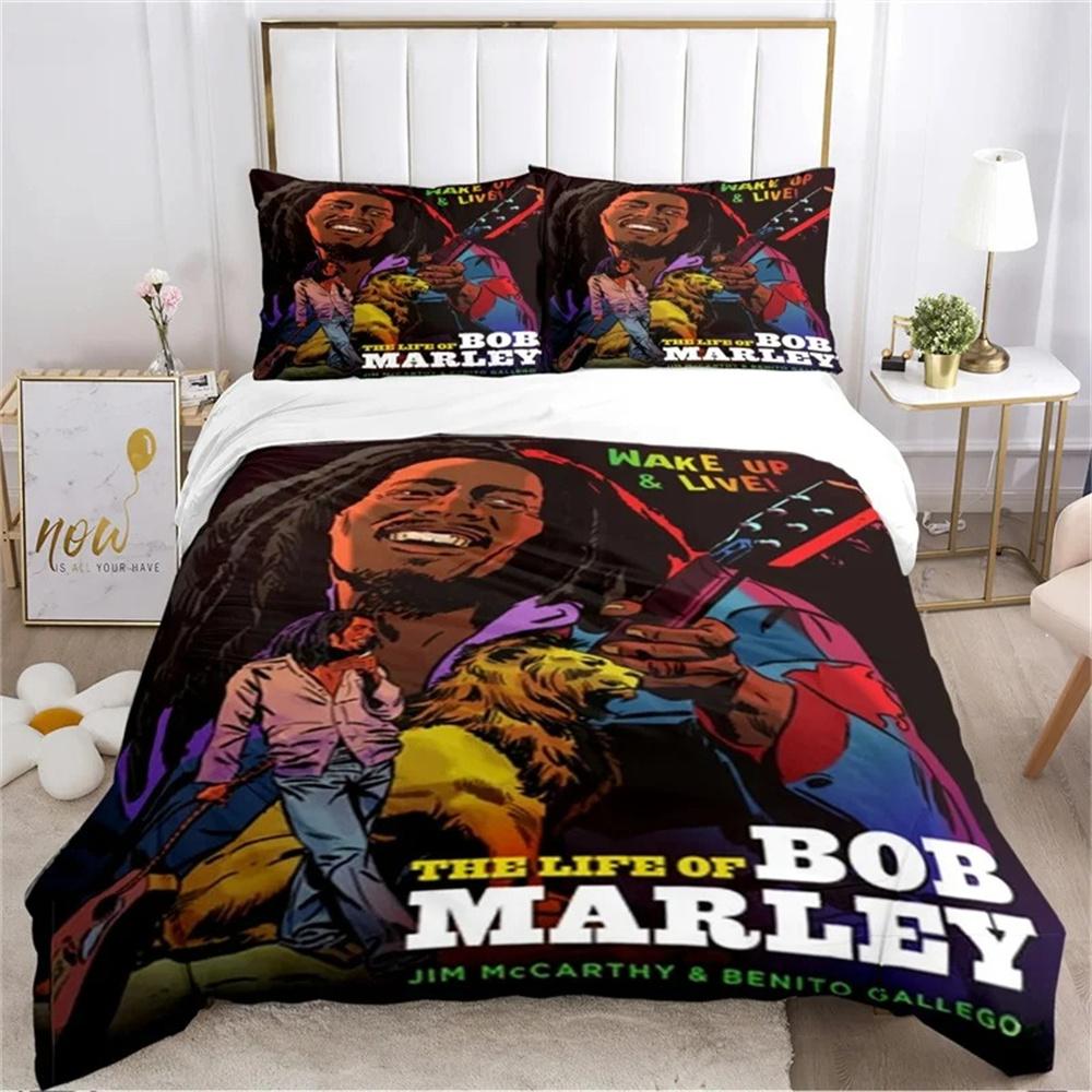 Bob Marley Löwe Ahornblatt Bettwäsche-Set Weiche Deckenbezüge Mit 1/2 Stück Kissenbezügen Für Kinder Erwachsene Mikrofaser Bettdeckenbezug