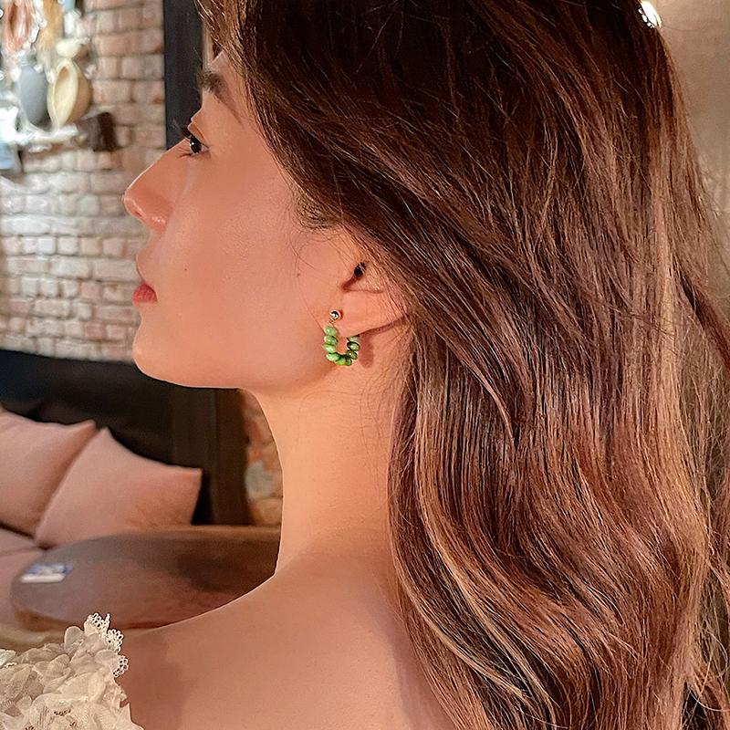 Retro Light Luxury Green Opal Earrings for Women Niche Design High-end Dangle Earring  Korean Elegant Fashion Jewelry