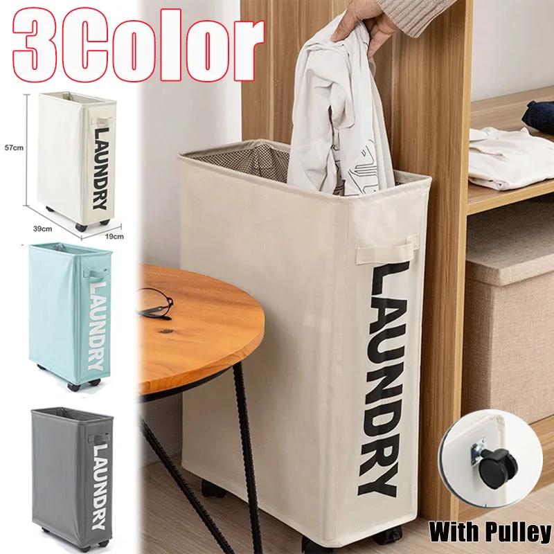 Foldable Laundry Basket Dirty Clothes Basket Clothes Storage Box Yoga Storage Sundries Box with Wheels Bathroom Accessories