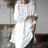 Wiosna Jesień Nowa Moda Uliczna Japoński Styl Damska Bluza z Kapturem Luźna Średniej Długości Jednolity Kolor Minimalistyczna Bluza Wkładana