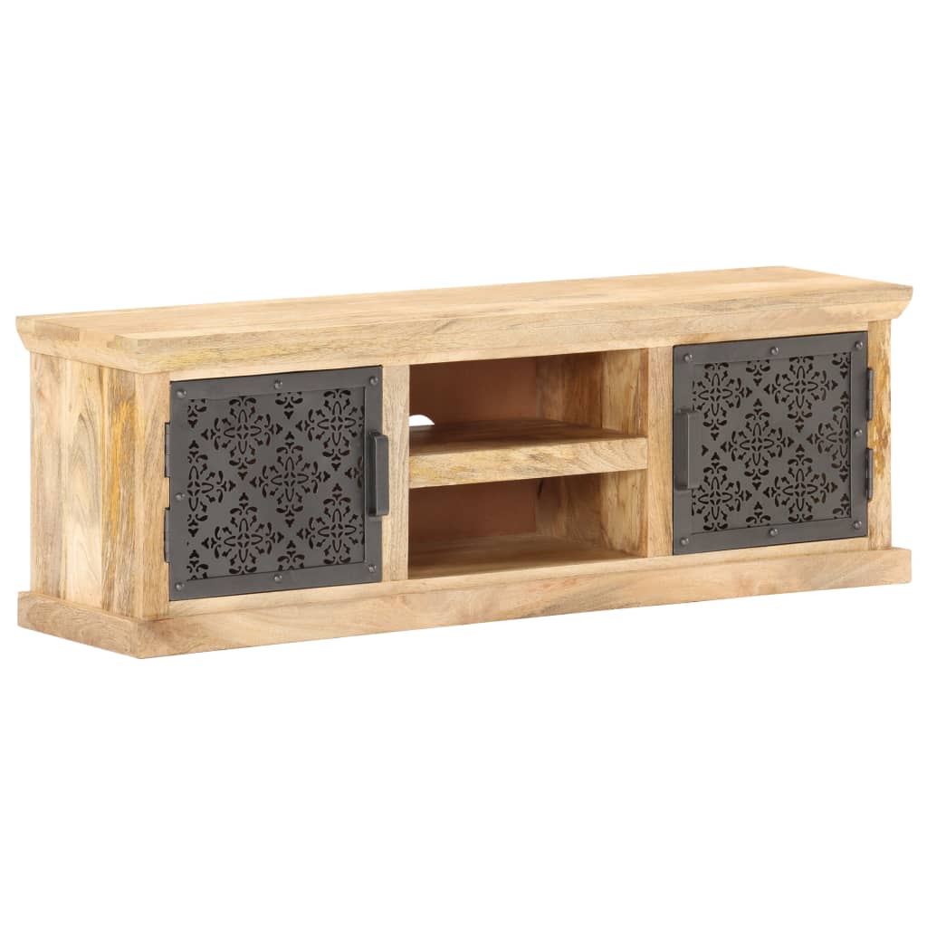 TV Cabinet with Steel Doors 120 X 30 X 40 Cm Solid Mango Wood