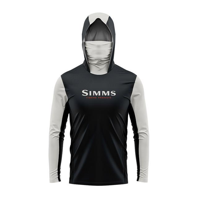 SIMMS Mimetico Tuta da Pesca Uomo Luya Tuta Parasole Estiva Felpa con Cappuccio a Manica Lunga Indossare Maschera Asciugatura Rapida Traspirante
