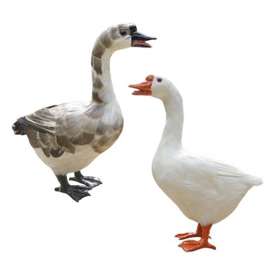 Simulation Miniature Feathered Goose Free Standing Animal Figurine Craft