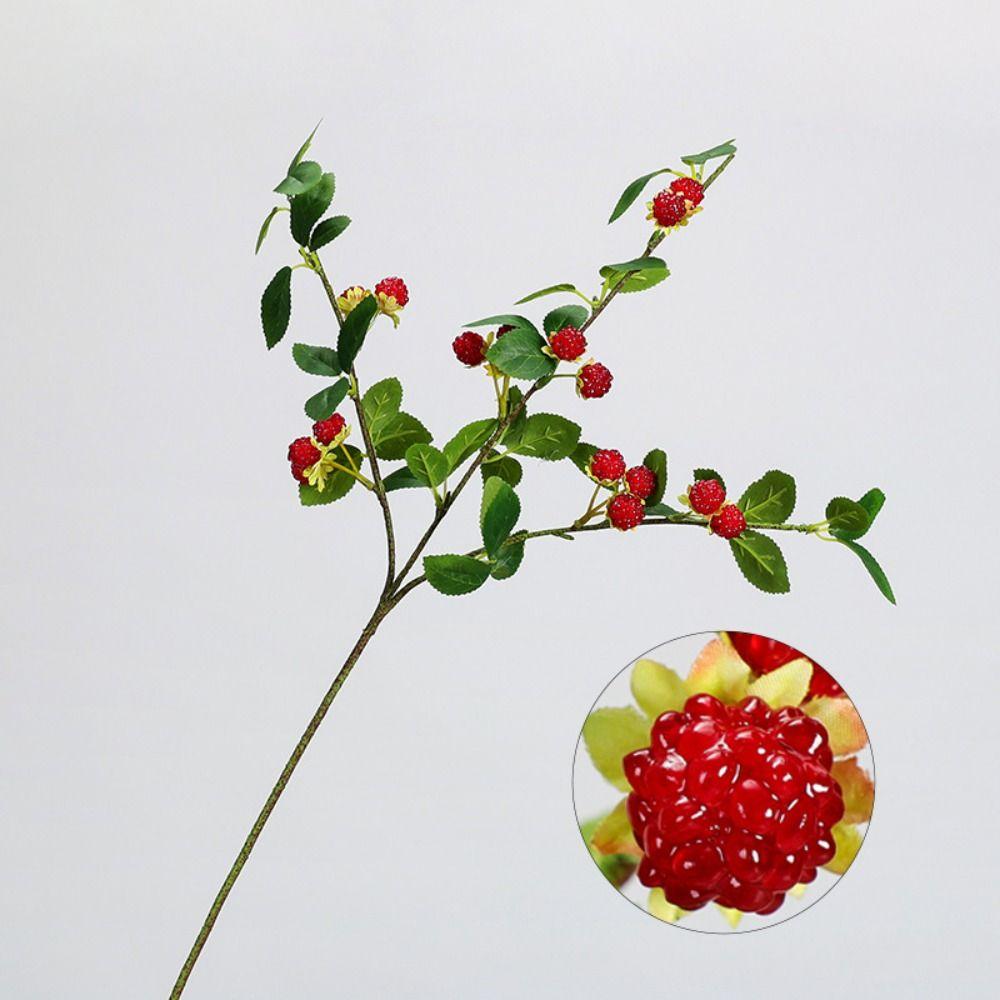 Real Touch Artificial Raspberry Branches Elegant Handmade Simulation Blueberry Fruits Plastic Artificial Berries Branches