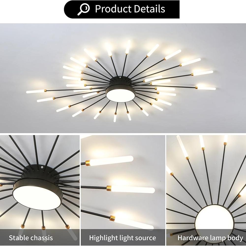 Moderne LED-Deckenleuchte, Kreativer Feuerwerks-Design-Kronleuchter, Wohnzimmer-Deckenleuchte, Bündig montierte Beleuchtung für Ausstellungsraum Schlafzimmer