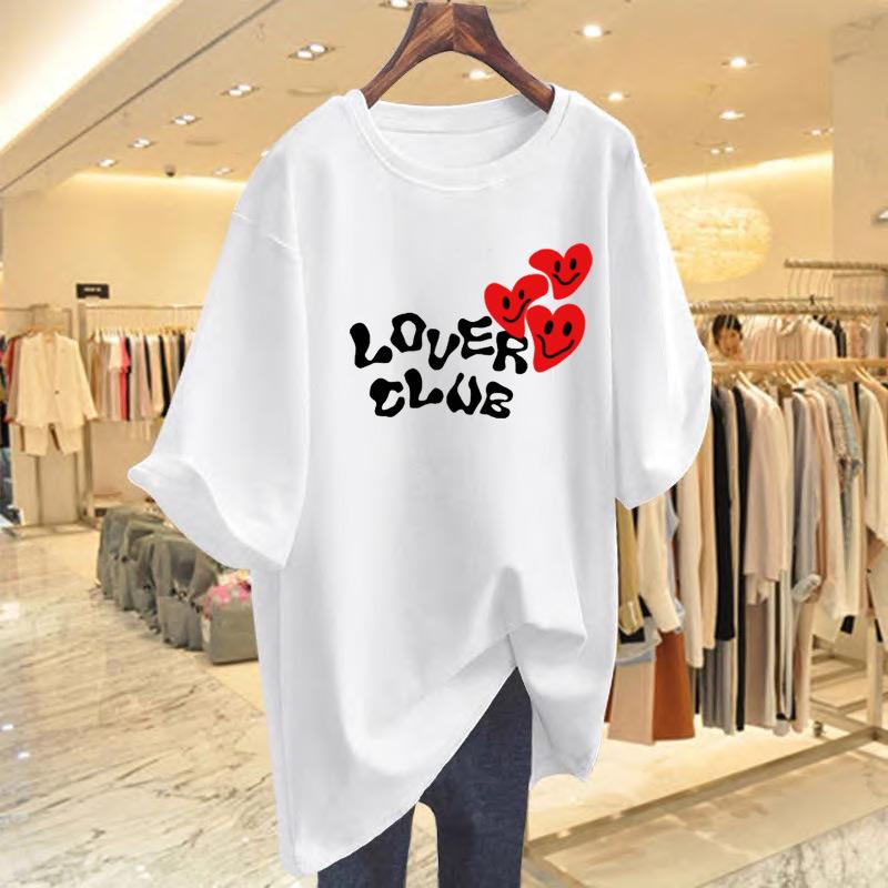 

Футболка с коротким рукавом из чистого хлопка женская одежда 2025 новая лето весна средней длины свободная базовая рубашка нижняя одежда отсутствует верх S