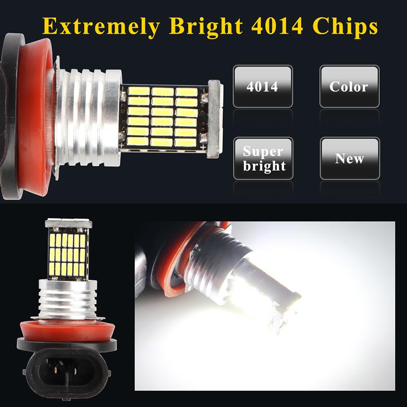 2PCS Fog Light H7 LED Bulb H8 H9 H11 9005 9006 LED 4014 Chips 45SMD Lens 12V Car Lamps Driving Auto Lamp Super Bright