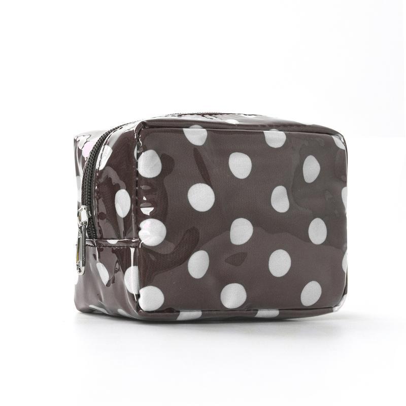 New Glossy Polka Dot Pvc Cosmetic Bag Makeup Bag Waterproof Travel Toiletry Bag Makeup Brush Case Mini Clutch