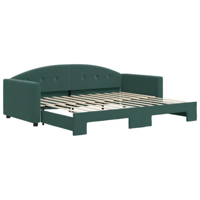 VidaXL Daybed with Pull-out Bed Dark Green 90x200 Cm Velvet 3197303