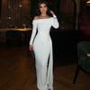 Autumn New Women's Clothing Solid Color Fashion Long-sleeved Diagonal Neck Single Shoulder Slim-fitting Streamer Hip-wrapped Dress