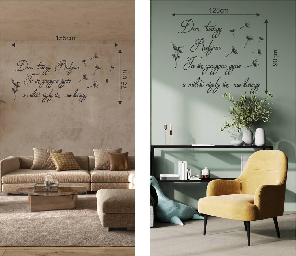 Naklejki na ścianę dom tworzy rodzina love miłość dmuchawce 100x50cm nc_005