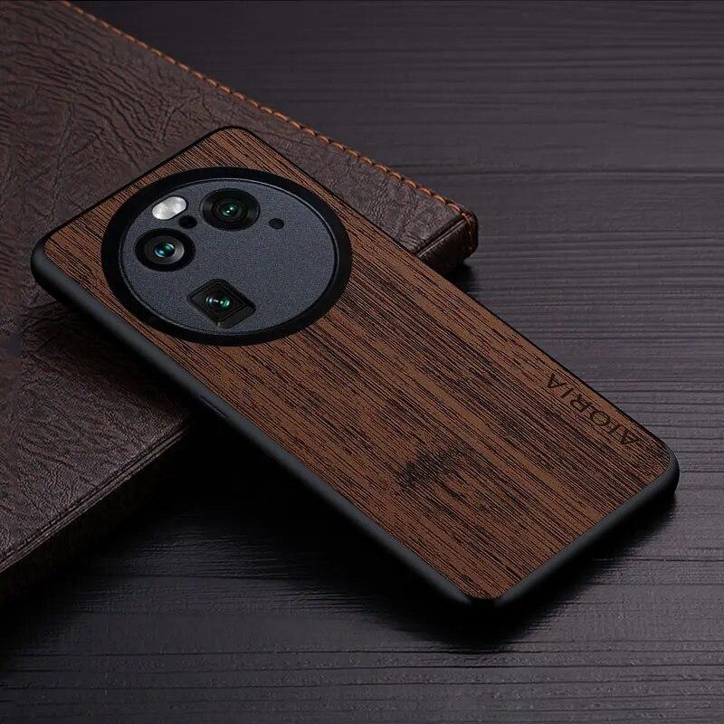 Hülle für Oppo Find X6 Pro X6 5G Funda Bambus Holz Muster Leder Handyhülle Luxus Coque für Oppo Find X6 Pro Hülle Capa