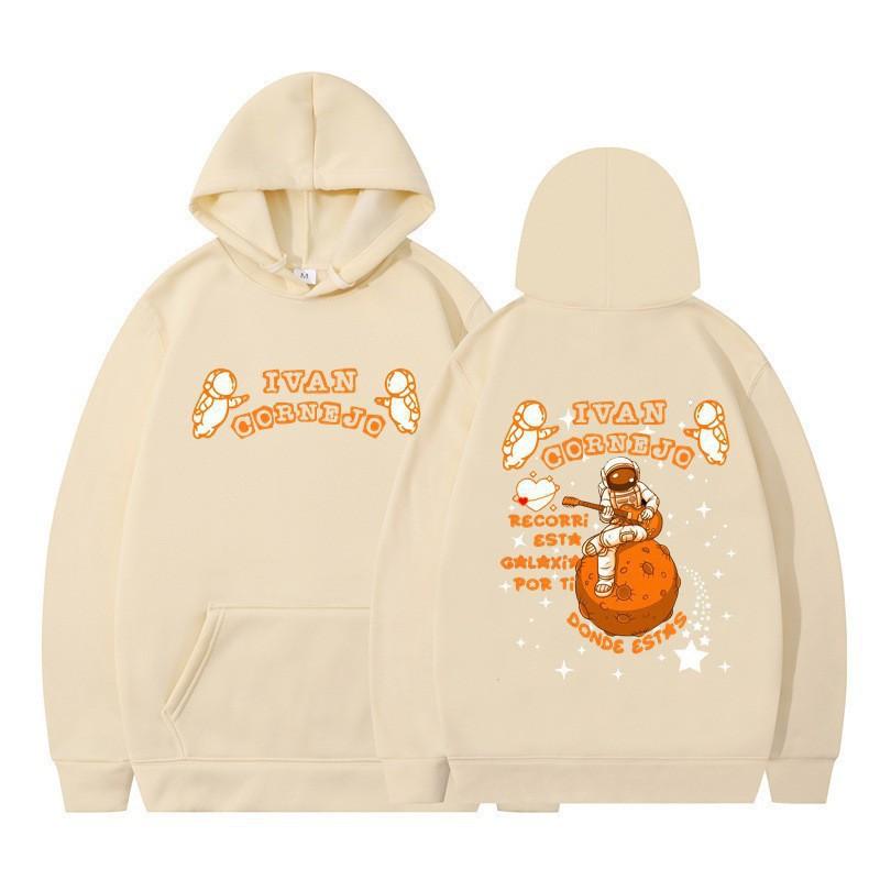 Unisex Hooded Sweatshirt With Astronaut Print Loose Fit Casual Sportswear Men Women Teens