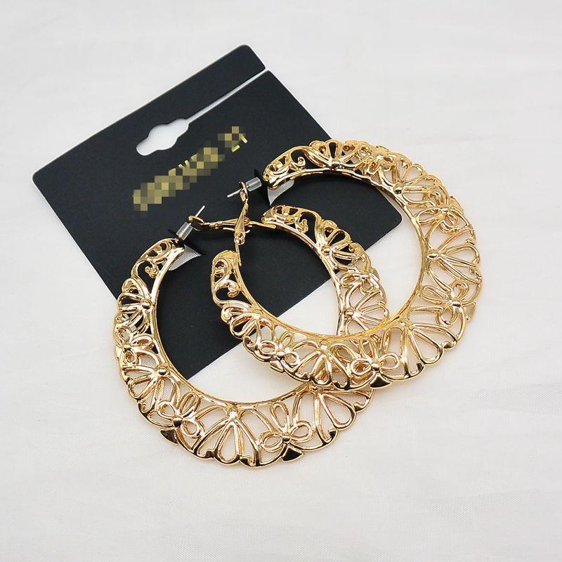 

Ornament Gold Plated Graceful European and American Fashion Popular All-Match Minimalist Cut Out Original Single Gold Pattern Earrings Earrings Default