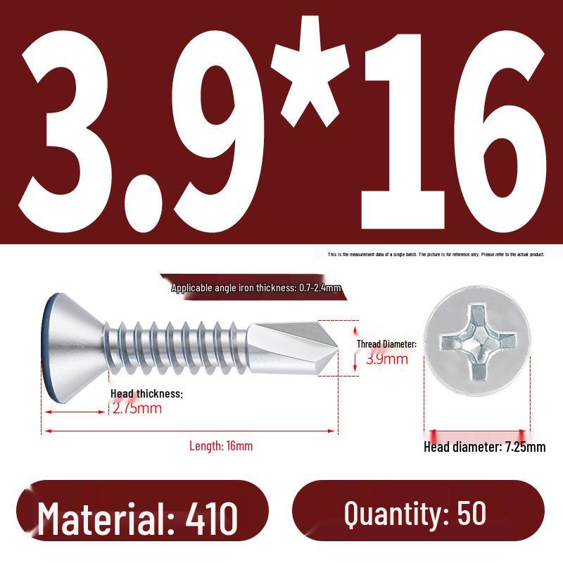 Phillips Flat Head Blue Zinc Plated Stainless Steel Self-Drilling & Self-Tapping Screws M3.9-M5.5