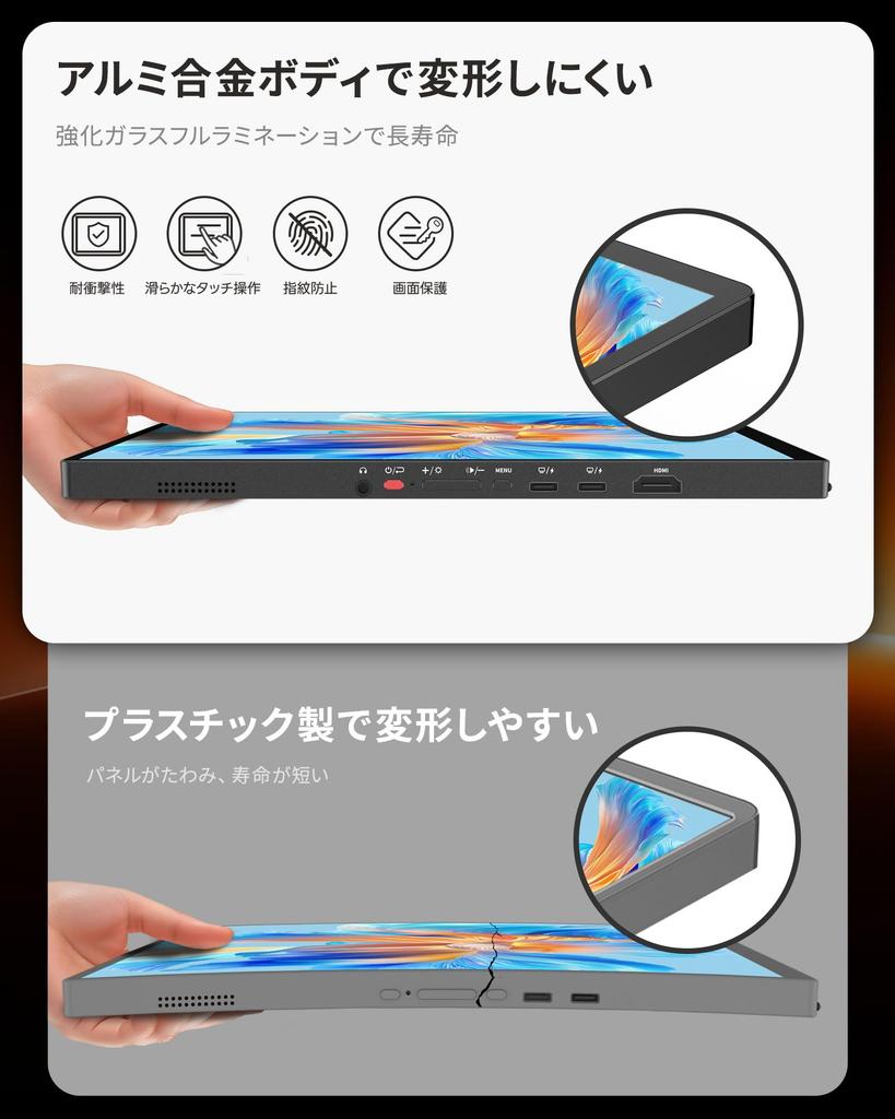 Miuniu M16QT Portable 2560x1600 Touch 120Hz Gaming Freestanding sRGB 400 Nits Glossy IPS LCD Compatible with USB and Standard Metal VESA Warranty