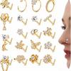Multi-Style 316 Stainless Steel Diamond-Inlaid Flower Butterfly Heart Nose Stud Set Unisex Body Jewelry