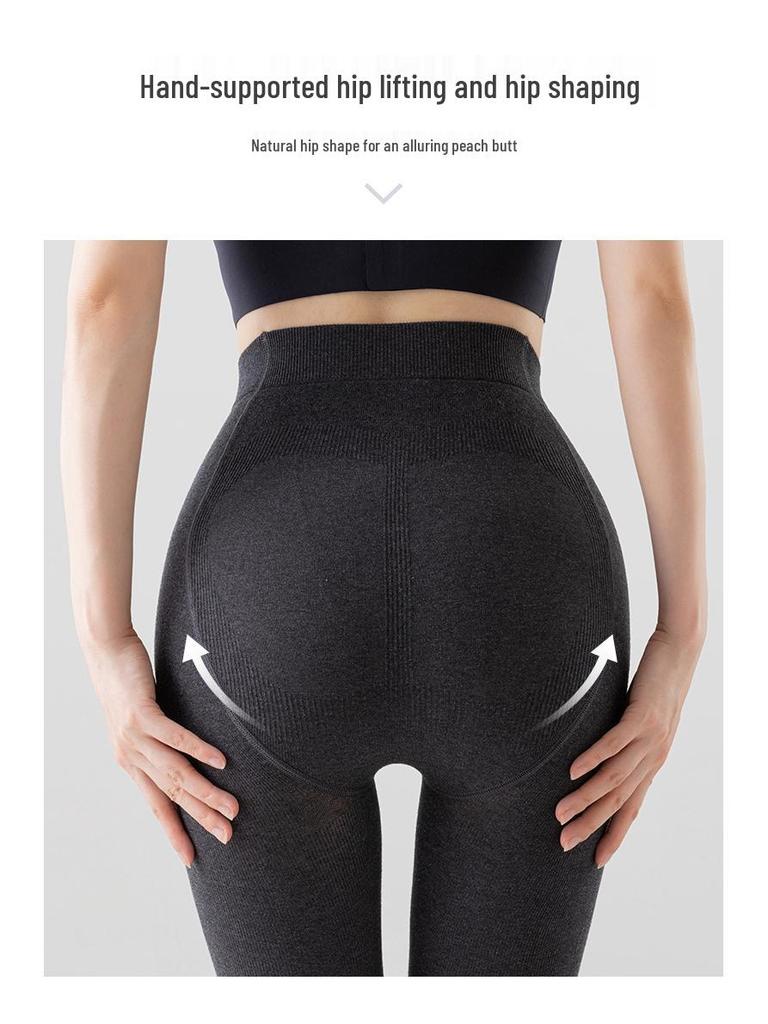 Extra Long Ribbed Dark Grey Leggings for Tall Women - Winter Fleece Lined Cotton Stripes